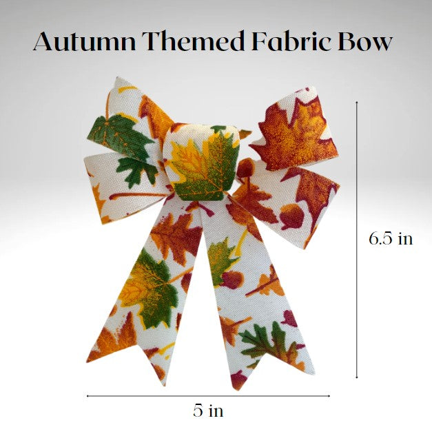 Autumn Themed Fabric Bow With Plastic Backing