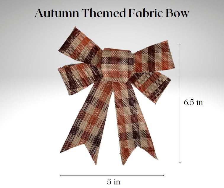 Autumn Themed Fabric Bow With Plastic Backing