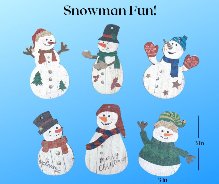 Happy Snowman Wooden Ornament Collection