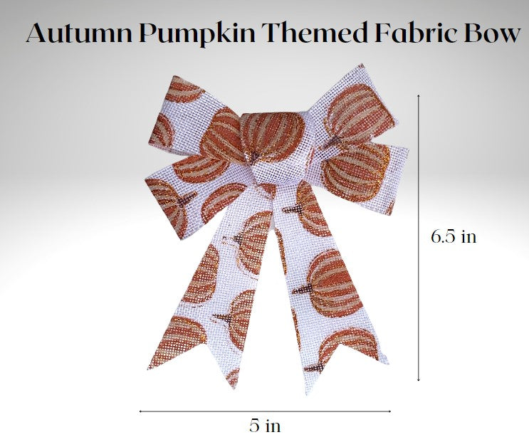 Autumn Themed Fabric Bow With Plastic Backing