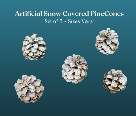 Artificial Snow Covered Pine Cones ~ Set of 5 ~ Sizes Vary