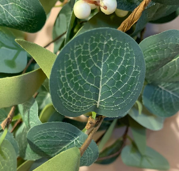 Artificial Eucalyptus Wreath with White Berries